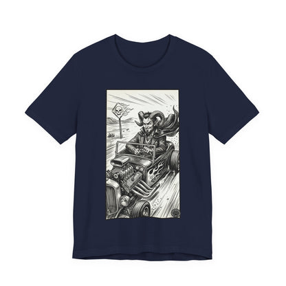 BLZB - Hot Rod Devil Driving T‑Shirt — Vintage Gothic Car Illustration Tee
