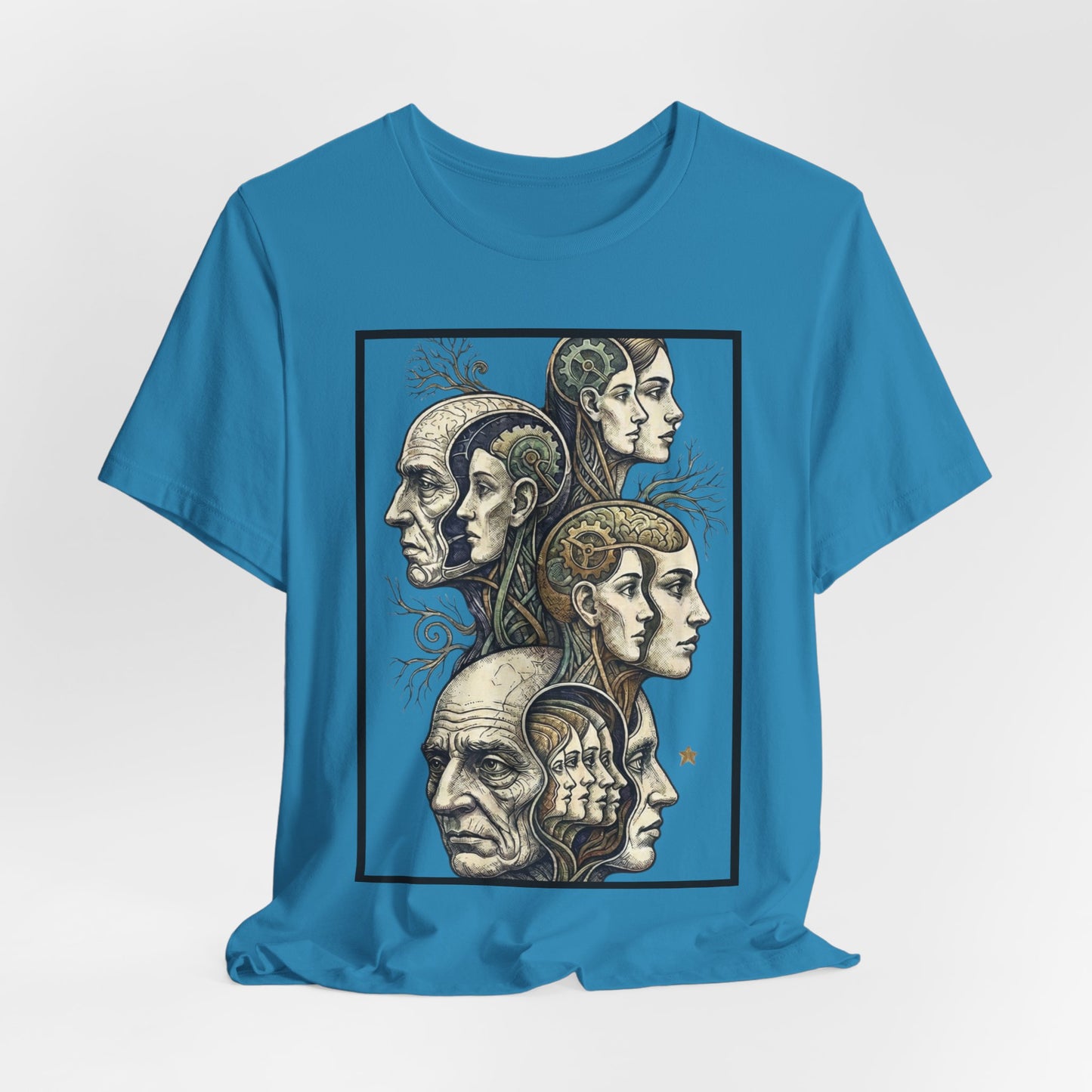 Family of Thought - Crop - Evolution of Minds T-Shirt — Surreal Human Faces Art Tee