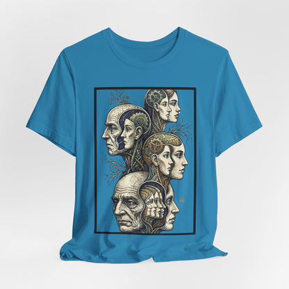 Family of Thought - Crop - Evolution of Minds T-Shirt — Surreal Human Faces Art Tee
