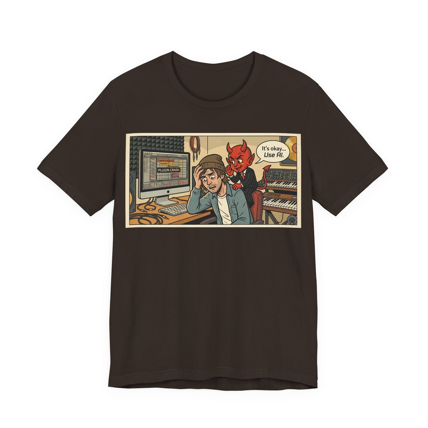 Use AI - Controversial Musician Humor Recording Studio T‑Shirt — Funny Comic “It’s Okay... Use Al” Music Producer Tee