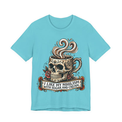 VOID - Skull Coffee Tee — "I Like My Nihilism With Sugar and Cream" Graphic T-Shirt