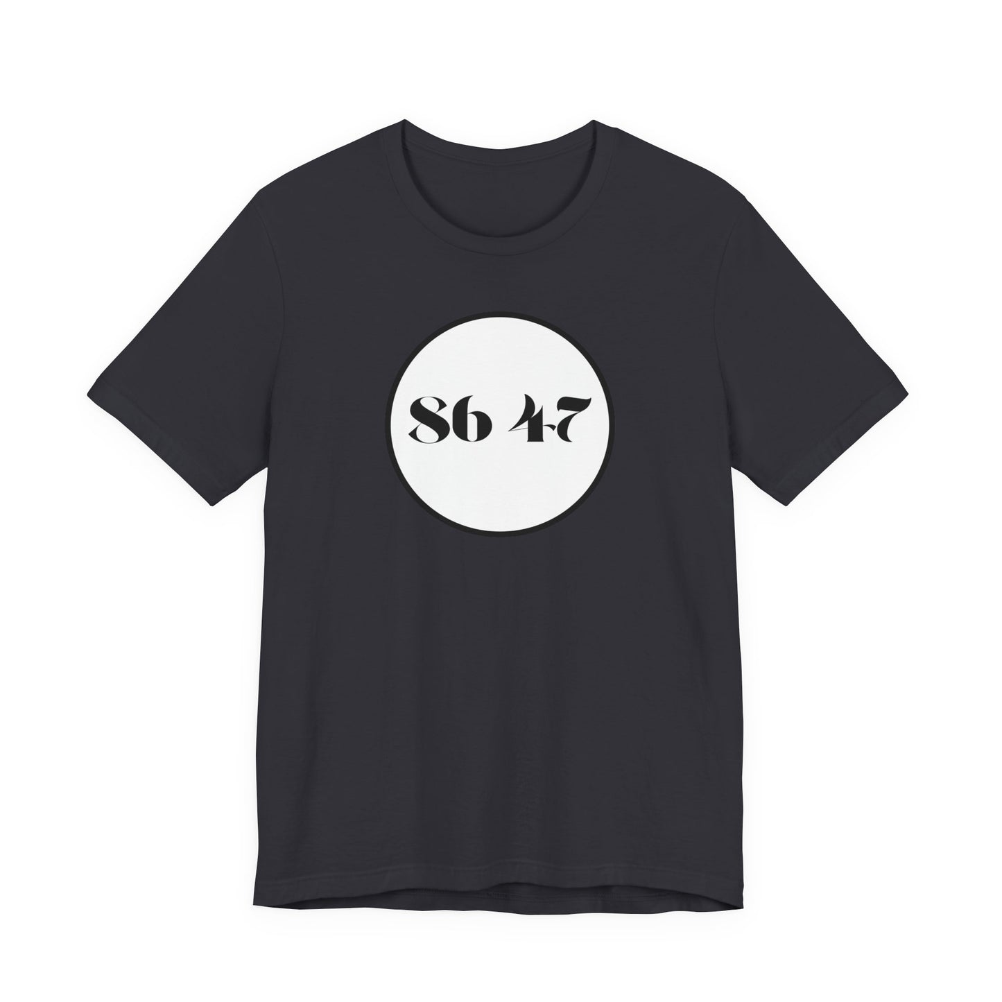 86 47 - Clean, Clear & Concise - Vintage Circle Number Tee — "86 47" Graphic T-Shirt