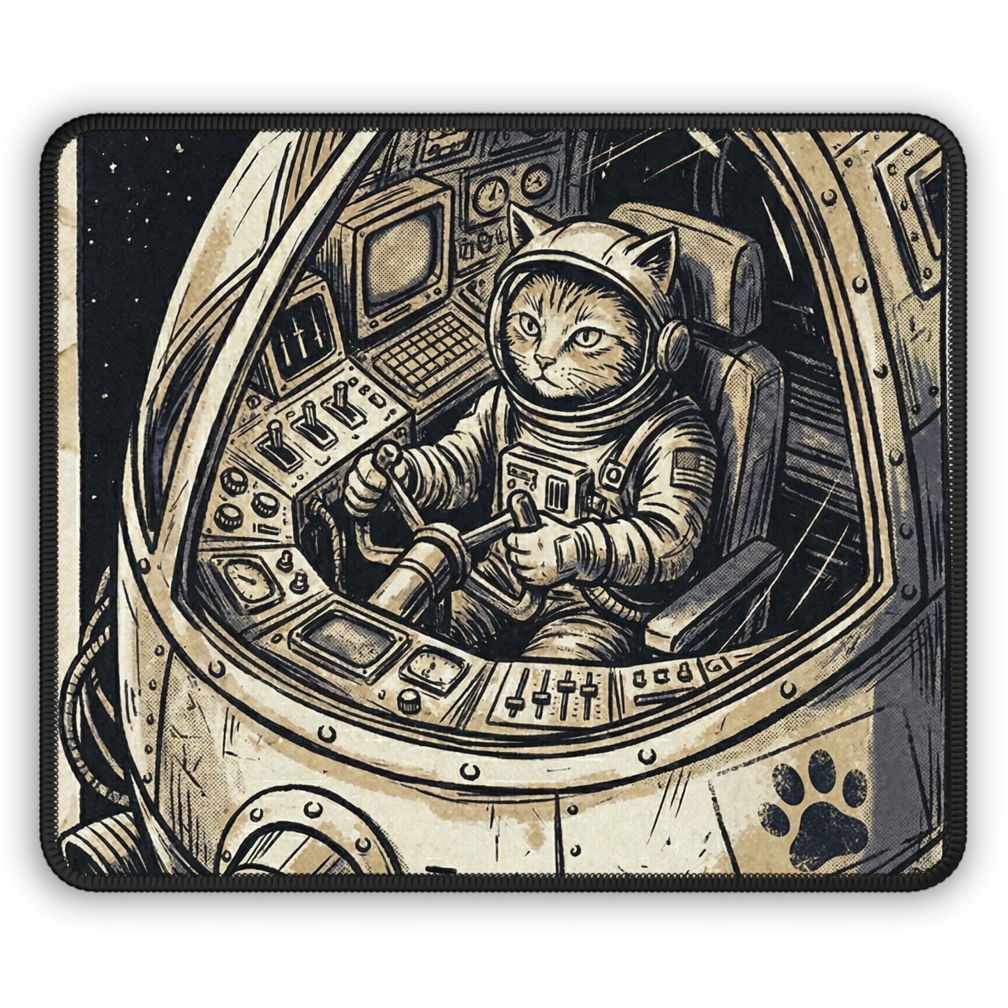 SpaceCat - Coming to the Rescue! - Astronaut Cat Gaming Mouse Pad — Space Pilot Cat Desk Mat