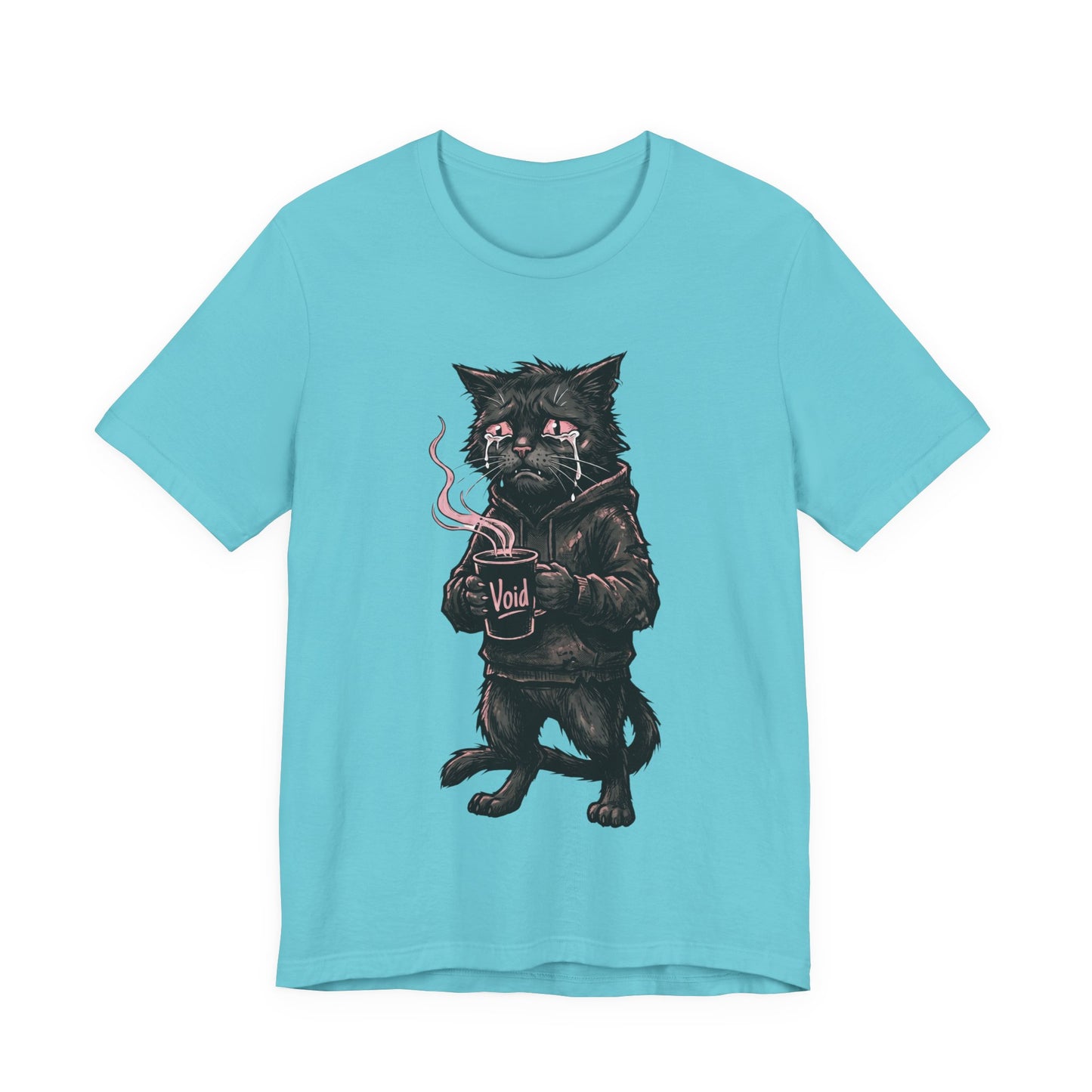 VOID - The Dark Void Cat T‑Shirt — Gothic Coffee Black Cat Illustration Tee