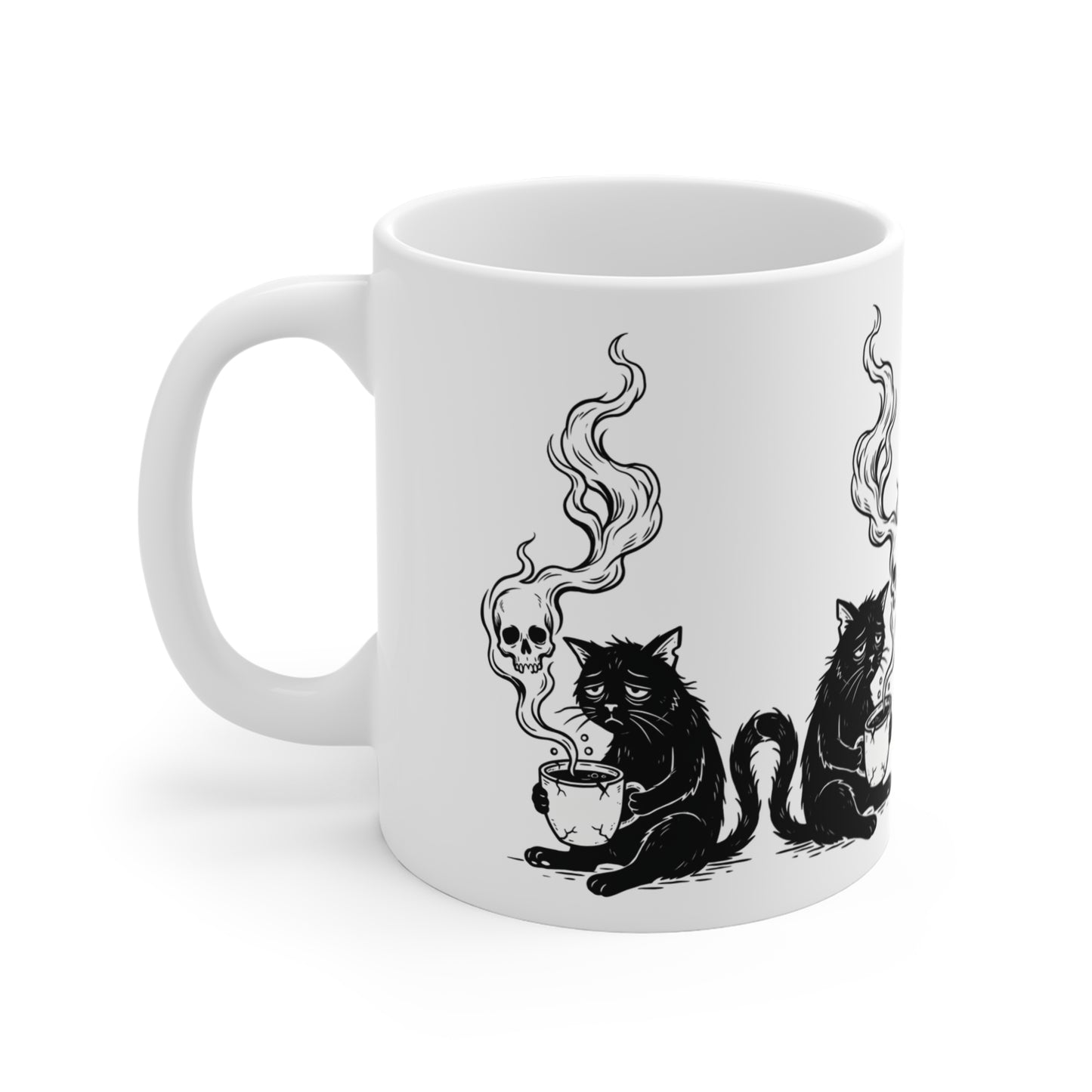 VOID - 11oz Black Cat & Skull Coffee Mug — Gothic Witchy Tea Cup