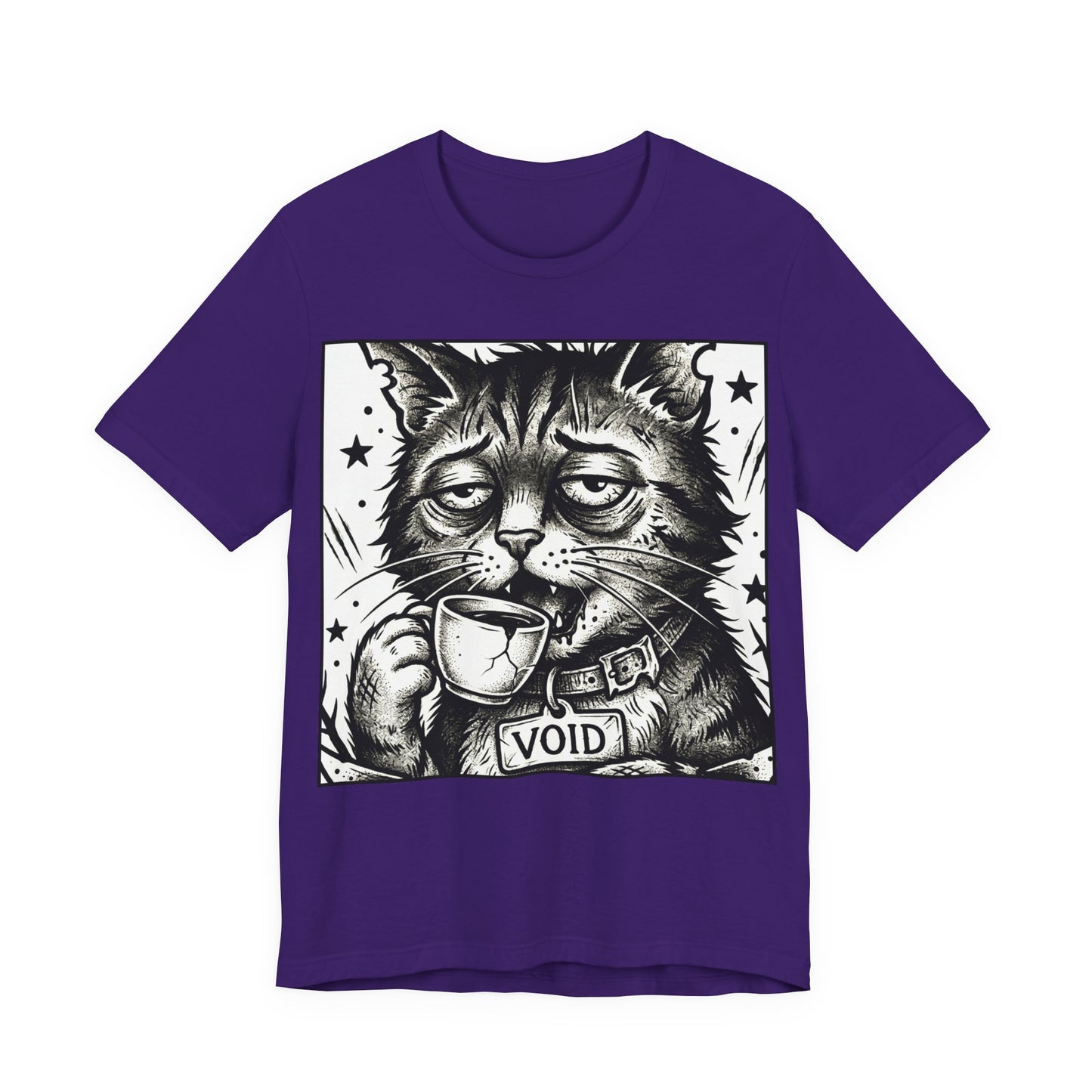 VOID - The Original Void Cat Tee — Tired Moody Cat Drinking Coffee Graphic T-Shirt