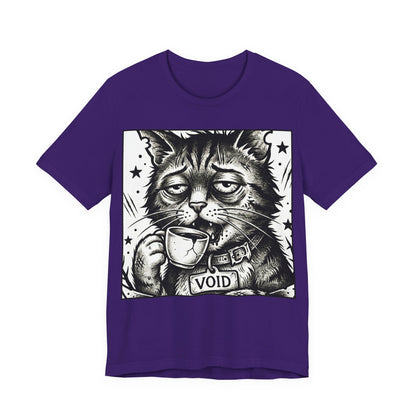 VOID - The Original Void Cat Tee — Tired Moody Cat Drinking Coffee Graphic T-Shirt