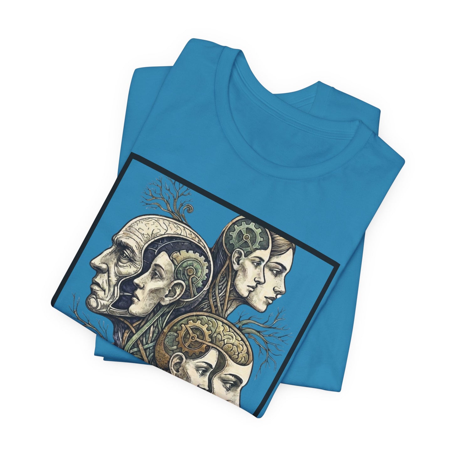 Family of Thought - Crop - Evolution of Minds T-Shirt — Surreal Human Faces Art Tee