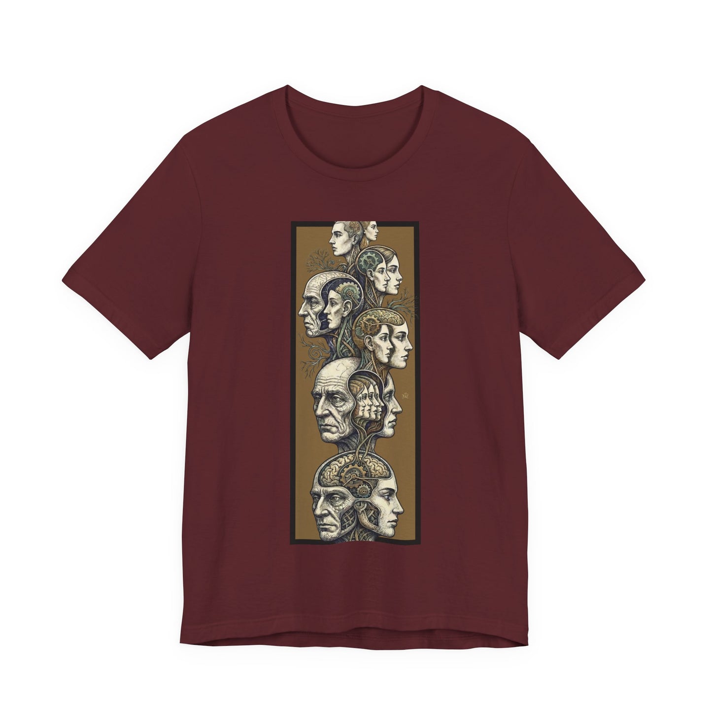 Family of Thought - Gold - Anatomical Heads Vertical Collage T-Shirt