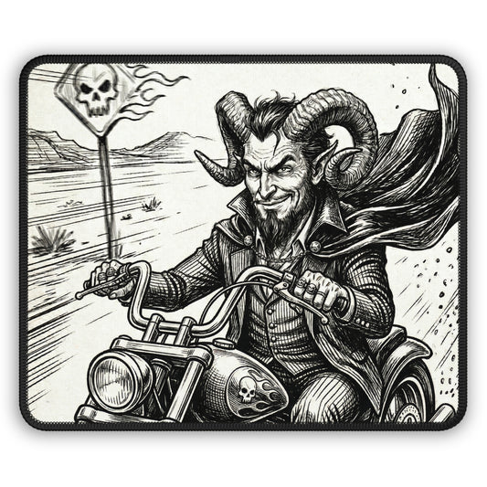BLZB - Motorcycle - Devil Biker Harley Gaming Mouse Pad — Gothic Skull Rider Desk Mat