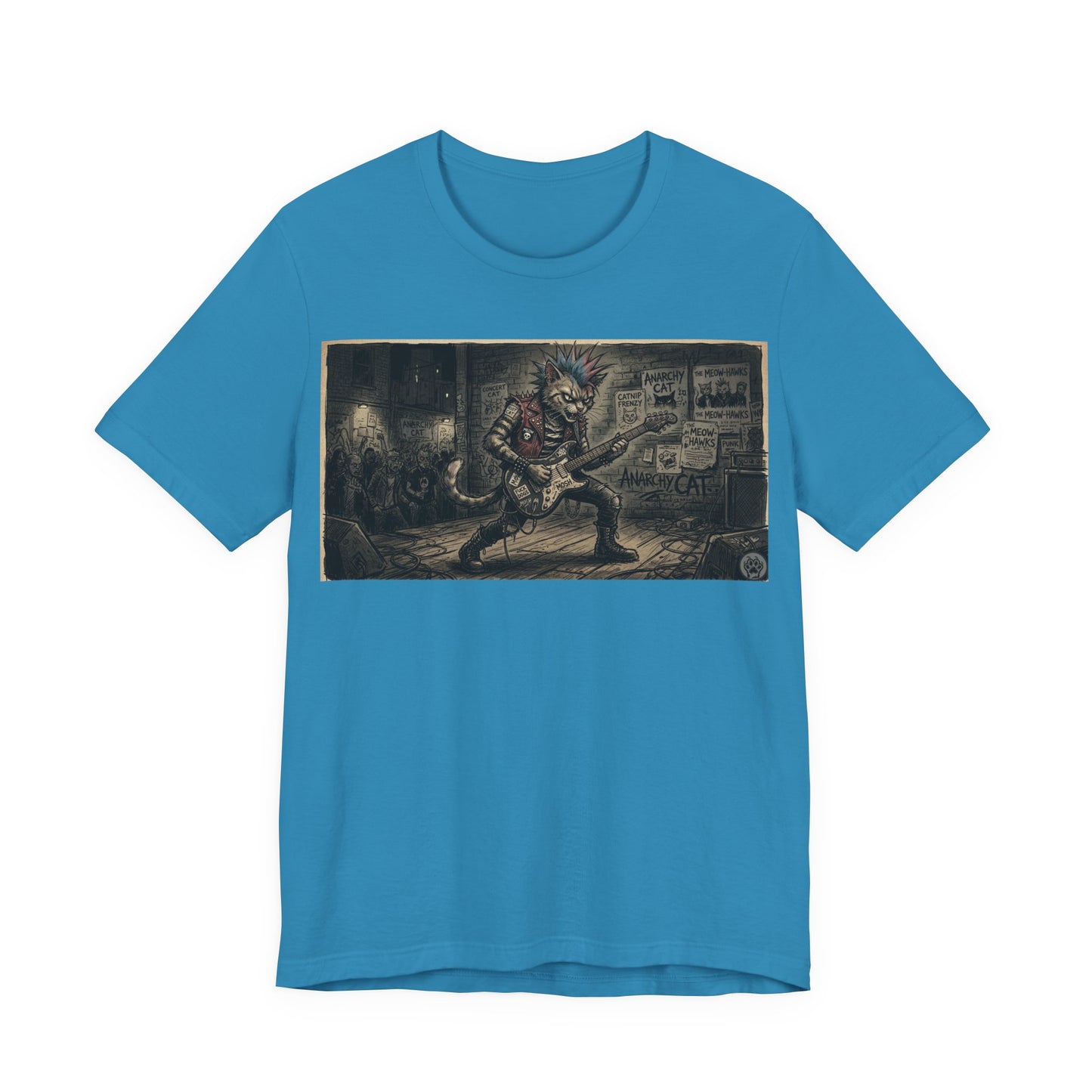 PunkCat At The Club -  Punk Rock T‑Shirt — Punk Cat Guitarist Design
