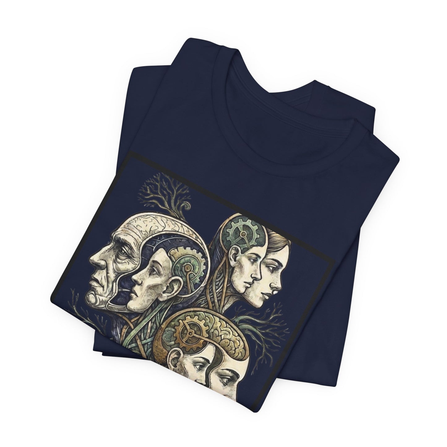 Family of Thought - Crop - Evolution of Minds T-Shirt — Surreal Human Faces Art Tee