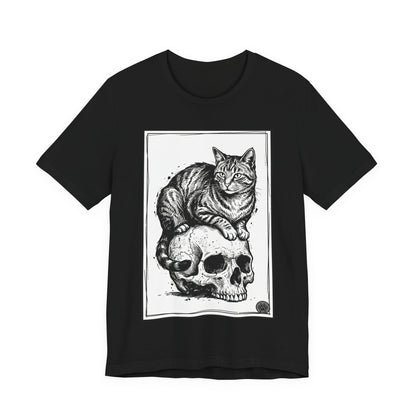 DarkArts Collection - Cat & Skull 2 T‑Shirt — Gothic Cat Skull Graphic Tee