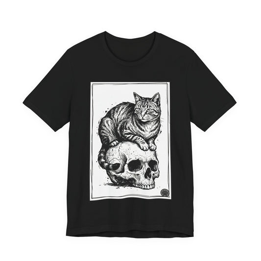 DarkArts Collection - Cat & Skull 2 T‑Shirt — Gothic Cat Skull Graphic Tee