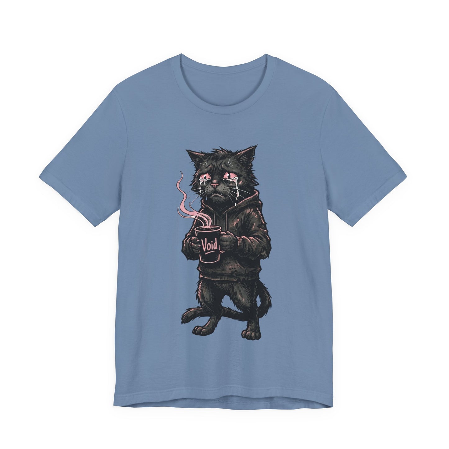 VOID - The Dark Void Cat T‑Shirt — Gothic Coffee Black Cat Illustration Tee