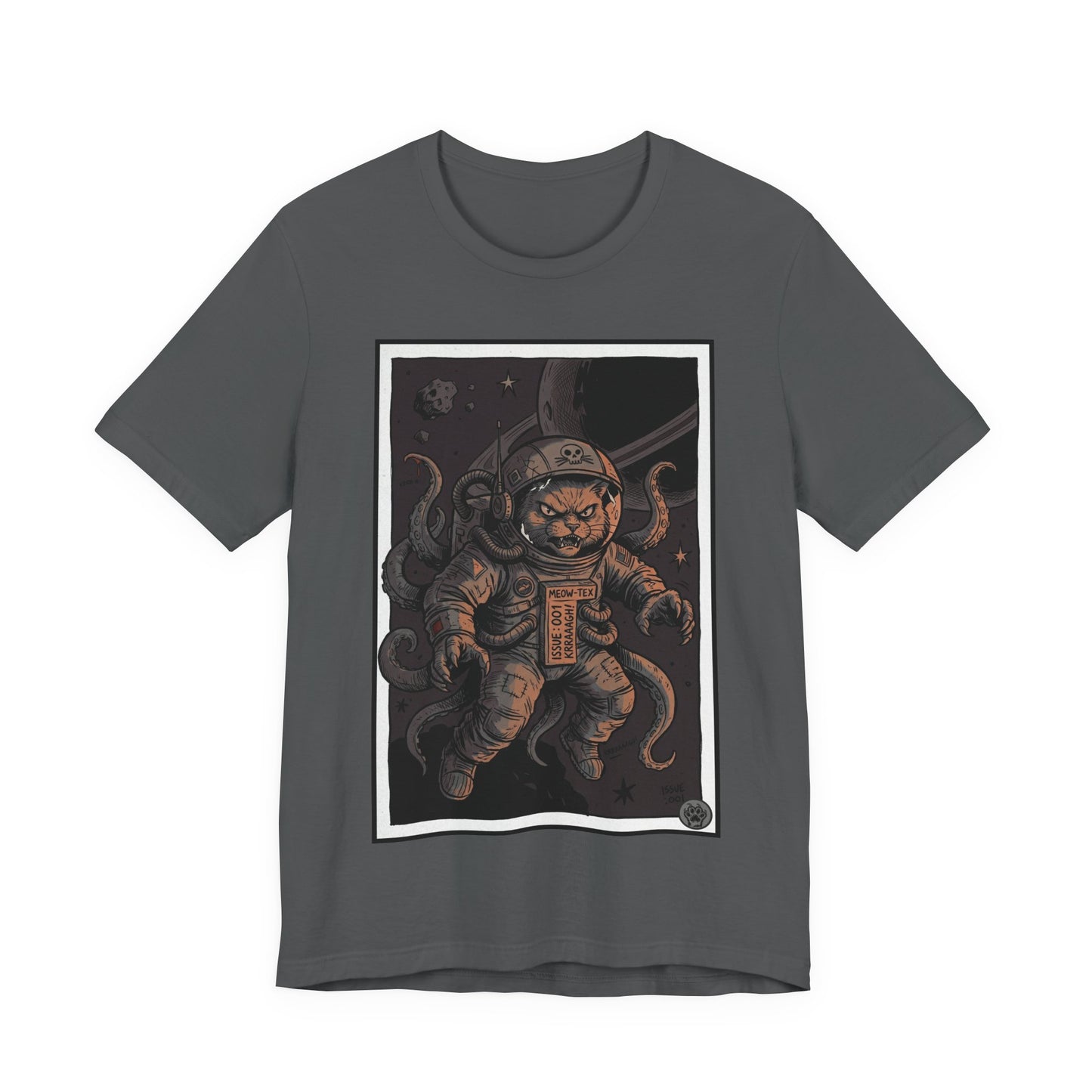 AlienCat Astronaut In Space! - Dark - Cat Graphic Tee – Space Cat with Tentacles Illustration