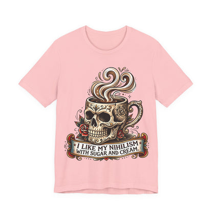 VOID - Skull Coffee Tee — "I Like My Nihilism With Sugar and Cream" Graphic T-Shirt
