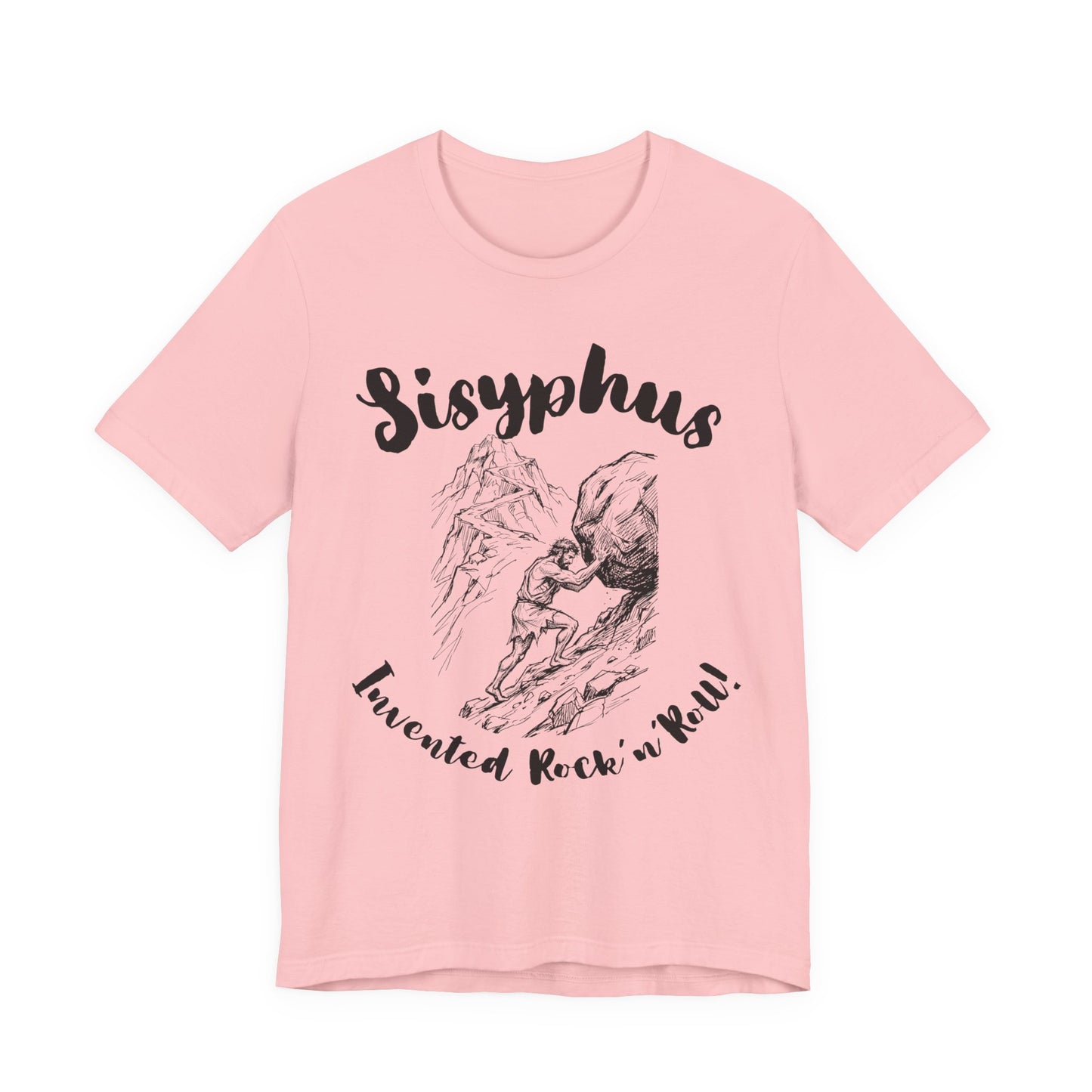 Greek Mythology Humor - Sisyphus T‑Shirt — 'Invented Rock 'n' Roll' Vintage Mythology Tee - Elvis Who?