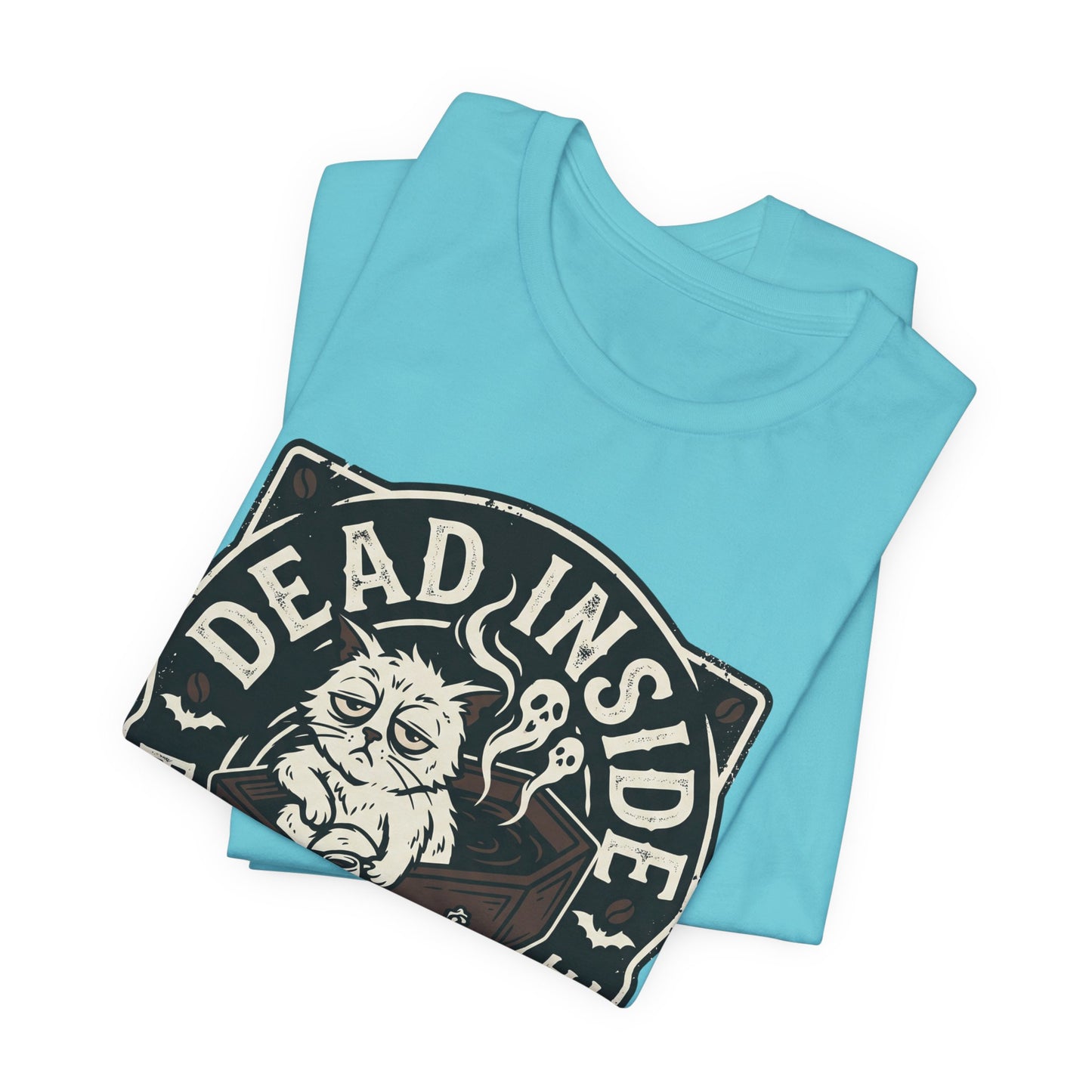VOID - Dead Inside But Still Need Coffee T-Shirt - Coffee Cat Humor Tee