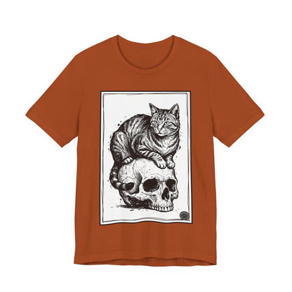 DarkArts Collection - Cat & Skull 2 T‑Shirt — Gothic Cat Skull Graphic Tee
