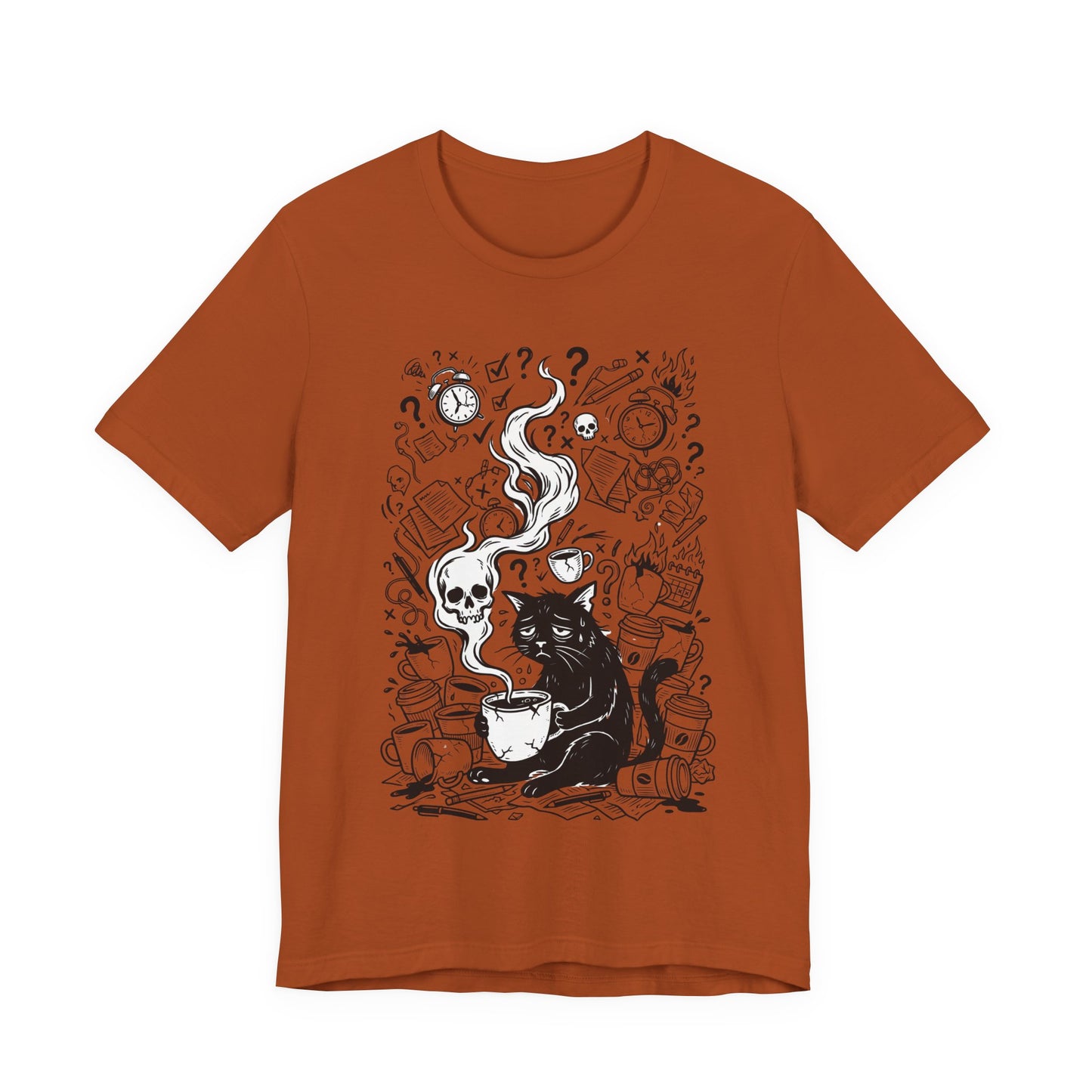 VOID - Mystic Black Cat Tee — Witchy Cat with Coffee Graphic T-Shirt