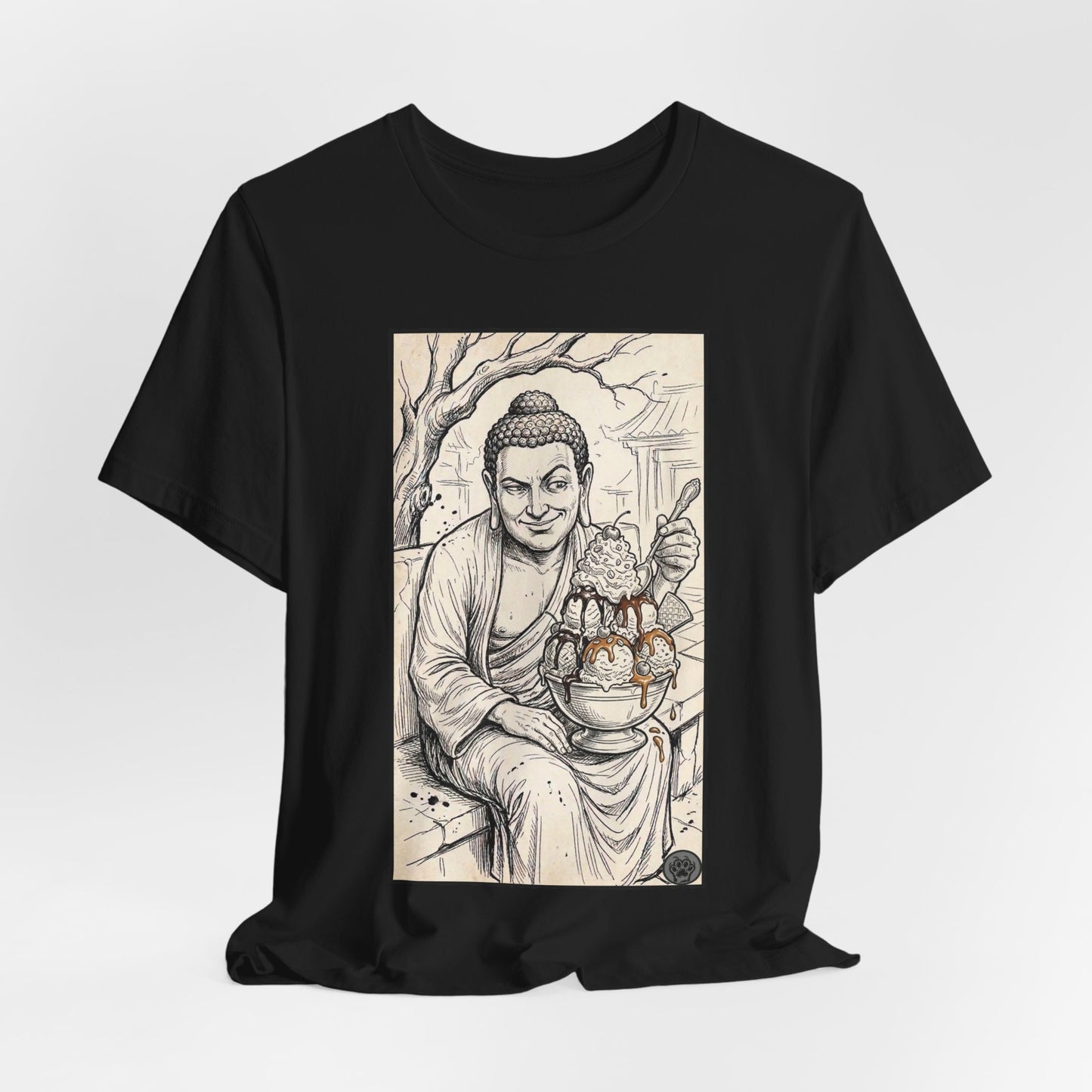 Bad Buddha Sundae Sketch Tee — Religious Humor Buddha Graphic T-Shirt
