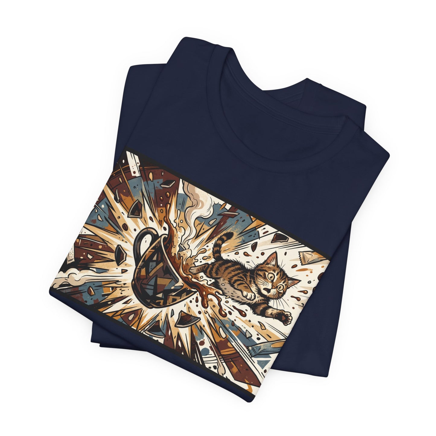 VOID - Coffee Cup Explosion Art Tee — Retro Abstract Coffee Splash T-Shirt