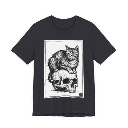 DarkArts Collection - Cat & Skull 2 T‑Shirt — Gothic Cat Skull Graphic Tee
