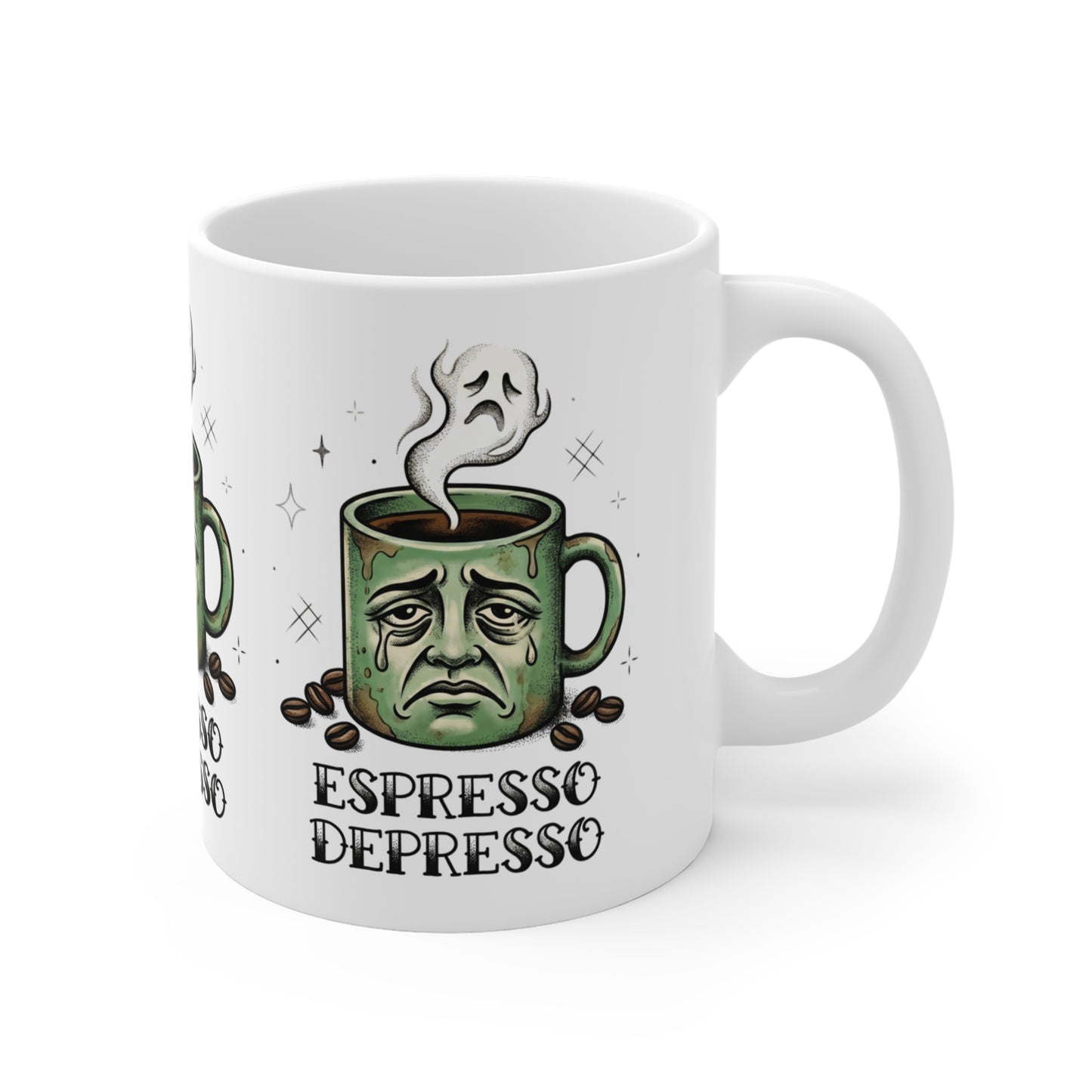 VOID - Espresso Depresso Mug — Funny Coffee Cup with Sad Face Espresso Design