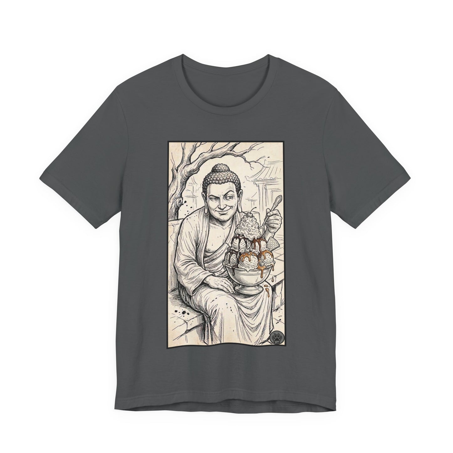 Bad Buddha Sundae Sketch Tee — Religious Humor Buddha Graphic T-Shirt