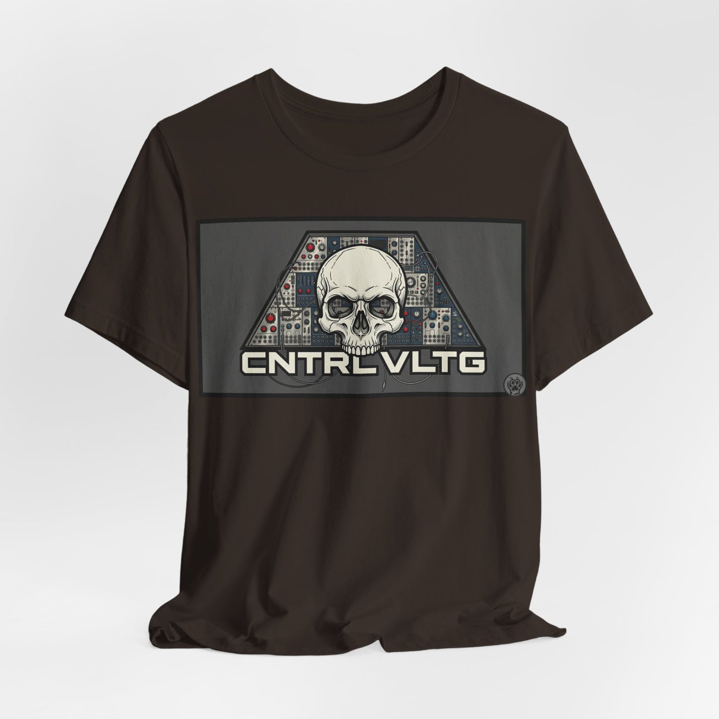 CV Control Voltage - TriBase Grey - Skull Modular Synth Analog Circuit 'CNTRL VLTG' Graphic Tee - Retro Tech Skull T-Shirt