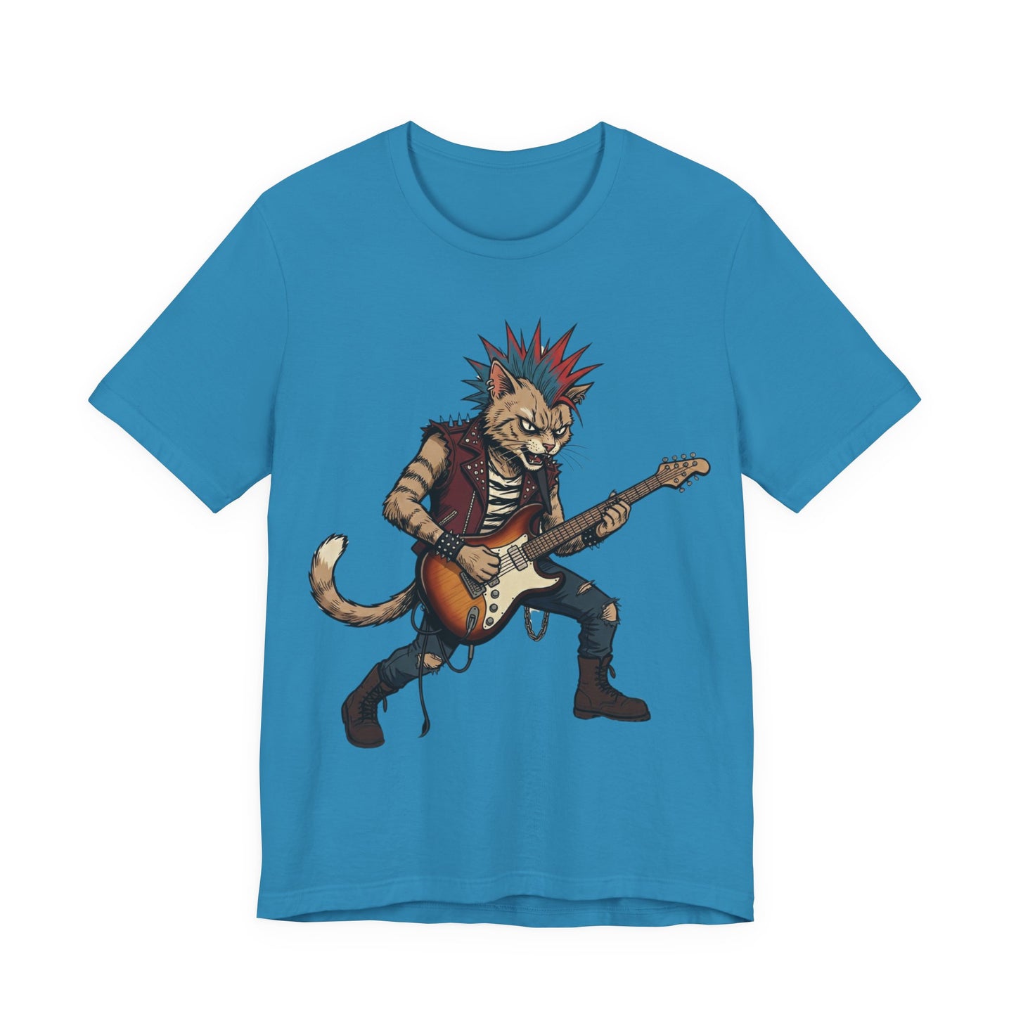 PunkCat - Punk Rock Cat Guitar T-Shirt