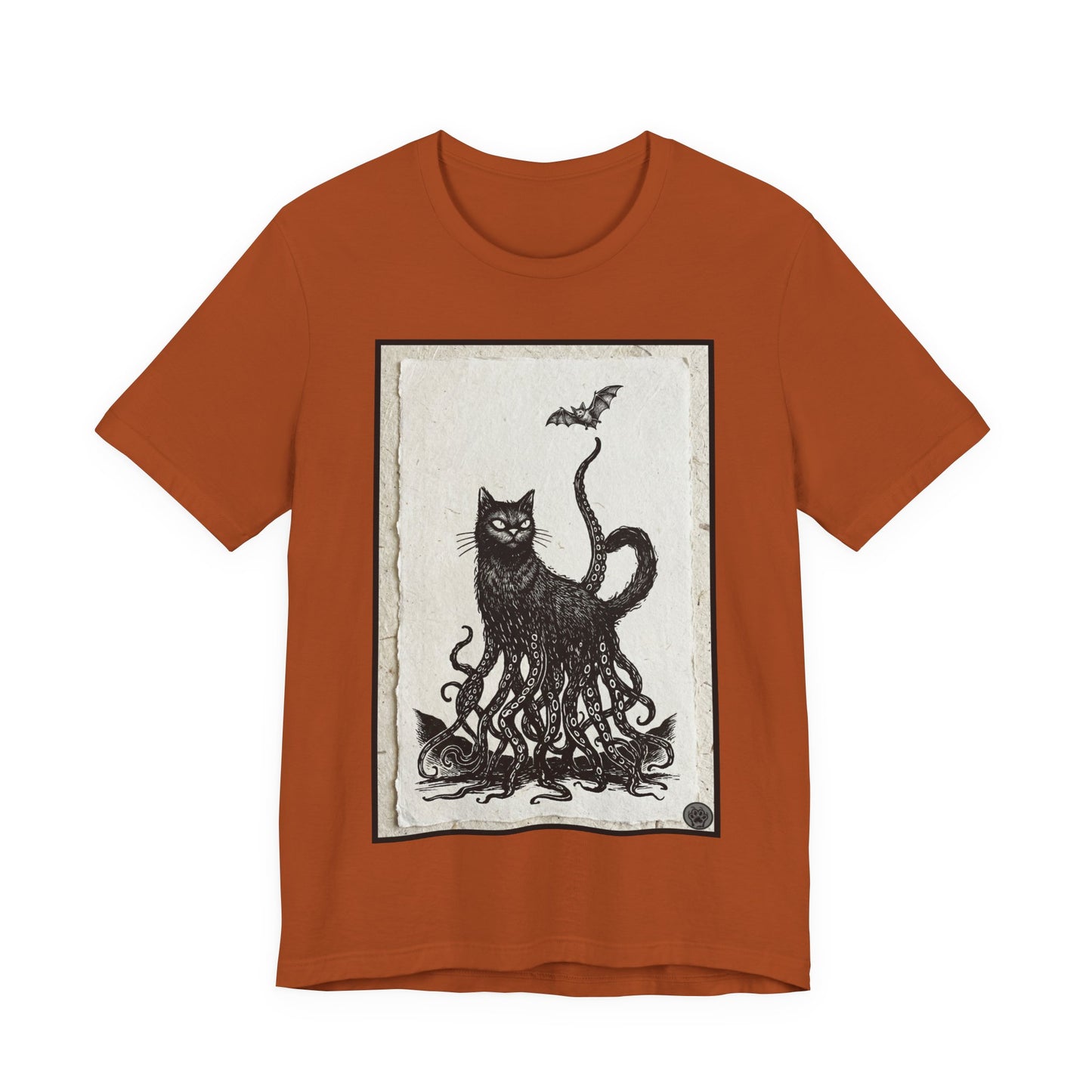 OctoCat Catching a Bat - Vintage Paper - Mystic Cat Kraken Tee — Gothic Cat T‑Shirt