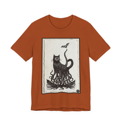 OctoCat Catching a Bat - Vintage Paper - Mystic Cat Kraken Tee — Gothic Cat T‑Shirt