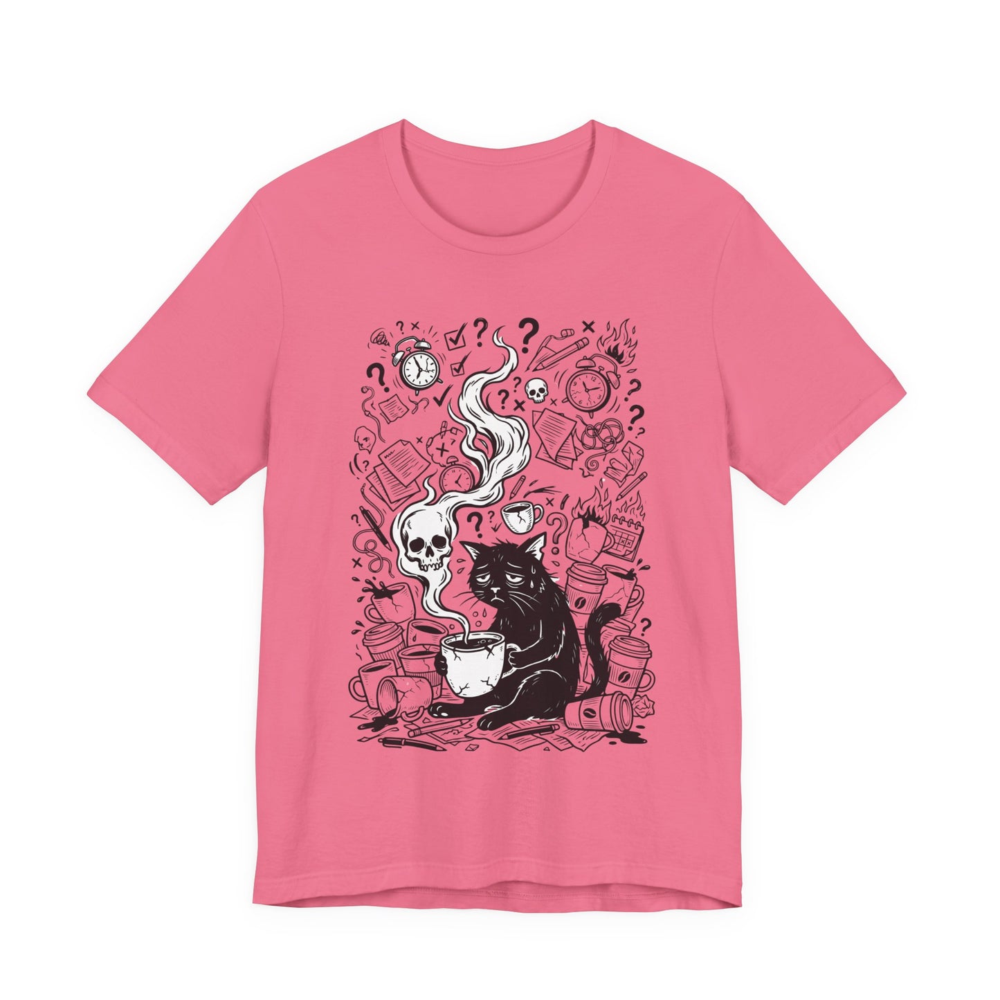 VOID - Mystic Black Cat Tee — Witchy Cat with Coffee Graphic T-Shirt