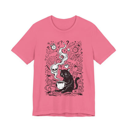 VOID - Mystic Black Cat Tee — Witchy Cat with Coffee Graphic T-Shirt