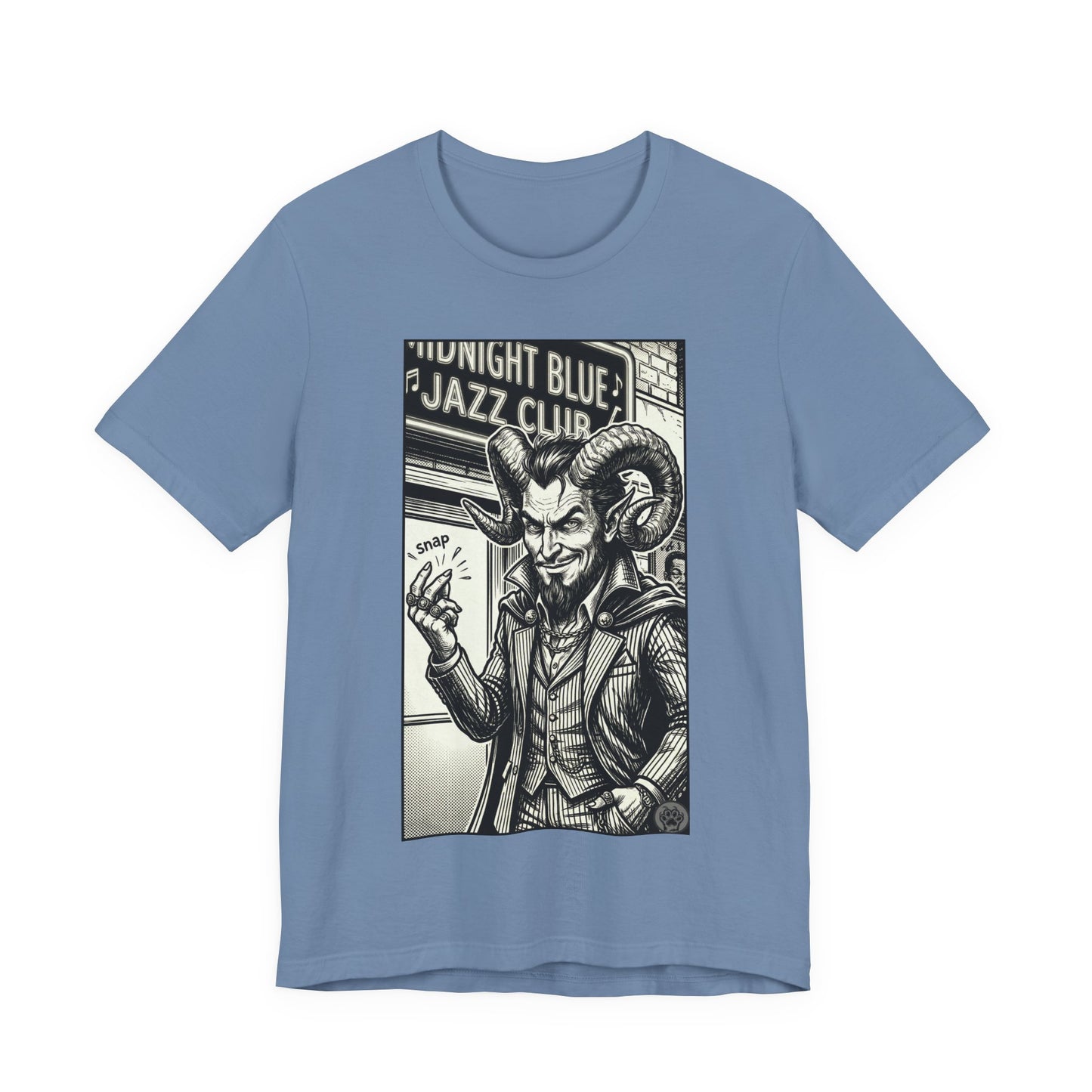 BLZB - Finger Snap Jazz Club Graphic Tee — 'Midnight Blue Jazz Club' Vintage Devil Illustration