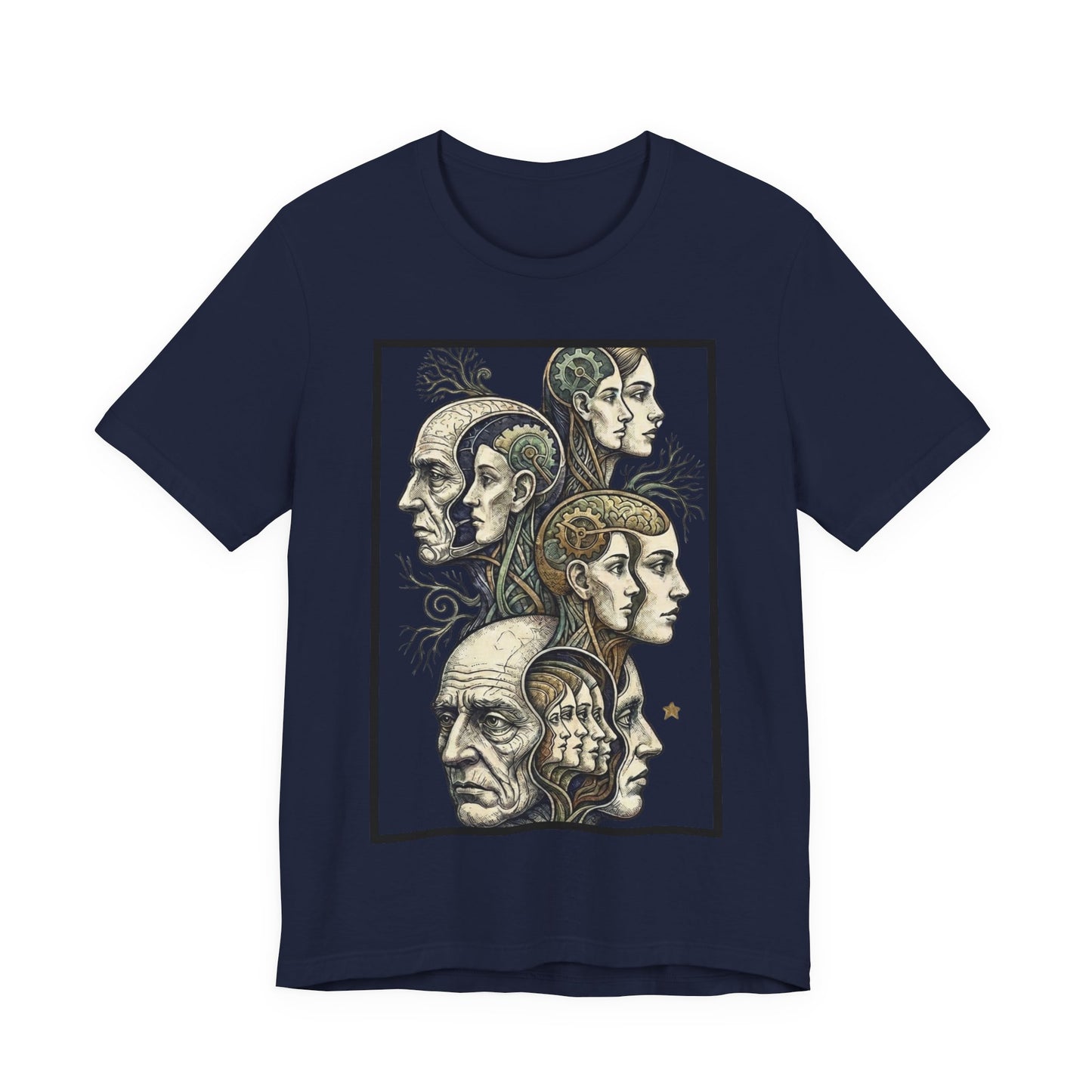 Family of Thought - Crop - Evolution of Minds T-Shirt — Surreal Human Faces Art Tee