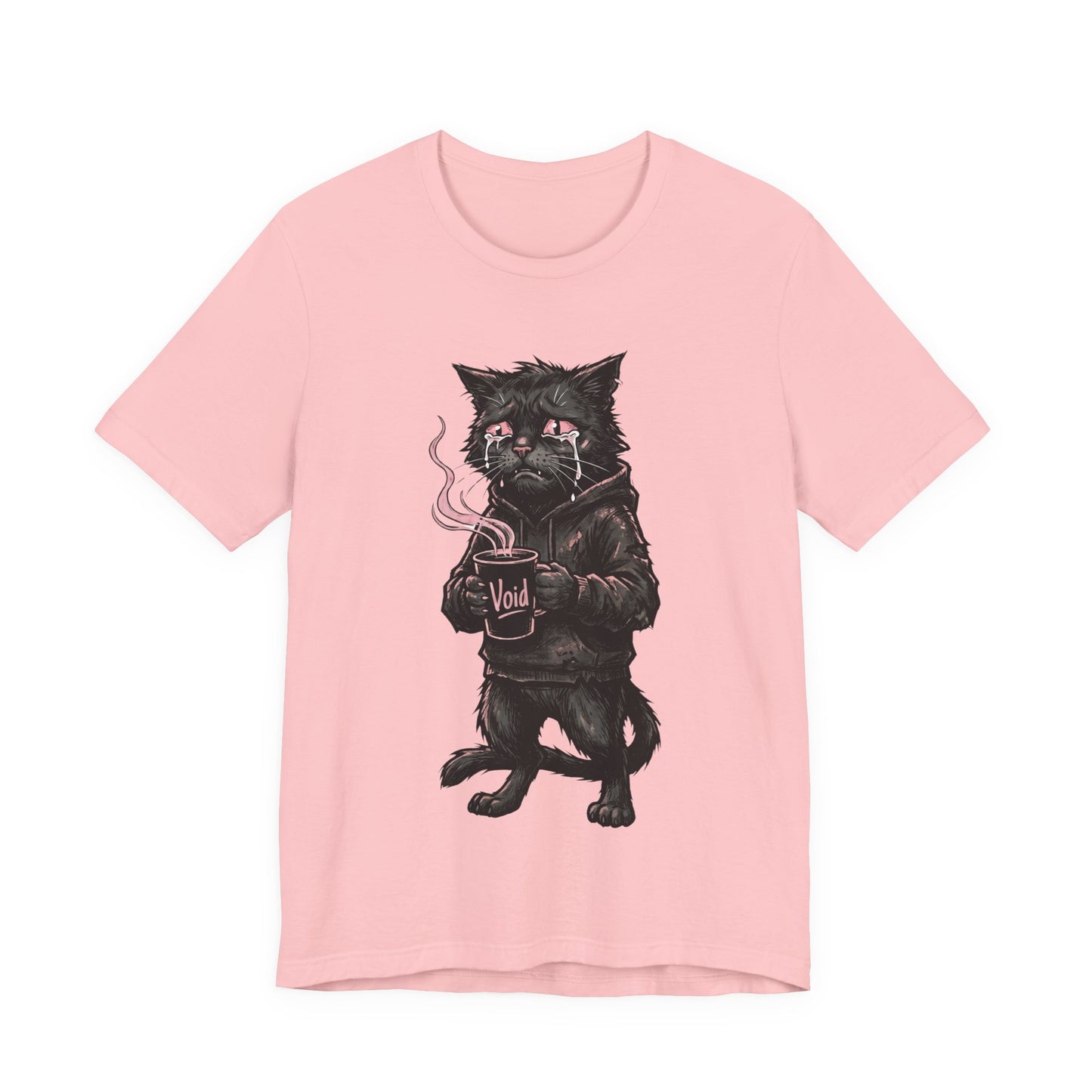 VOID - The Dark Void Cat T‑Shirt — Gothic Coffee Black Cat Illustration Tee