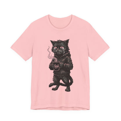 VOID - The Dark Void Cat T‑Shirt — Gothic Coffee Black Cat Illustration Tee