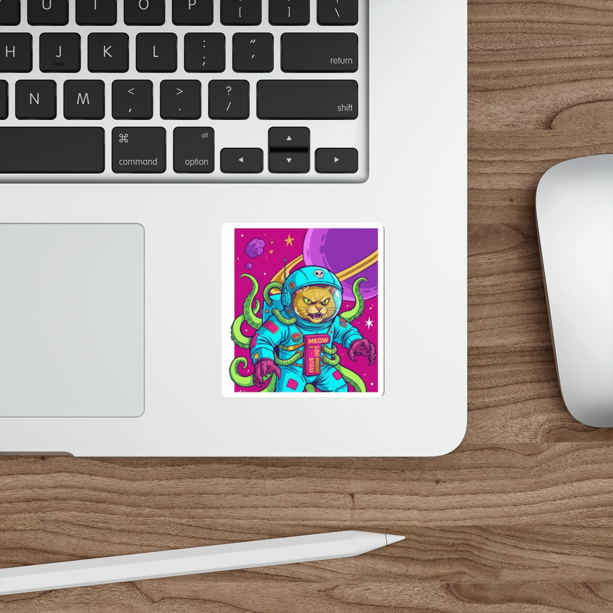 AlienCat Astronaut - Full Color Cat Die-Cut Sticker — Retro Space Kitty Design