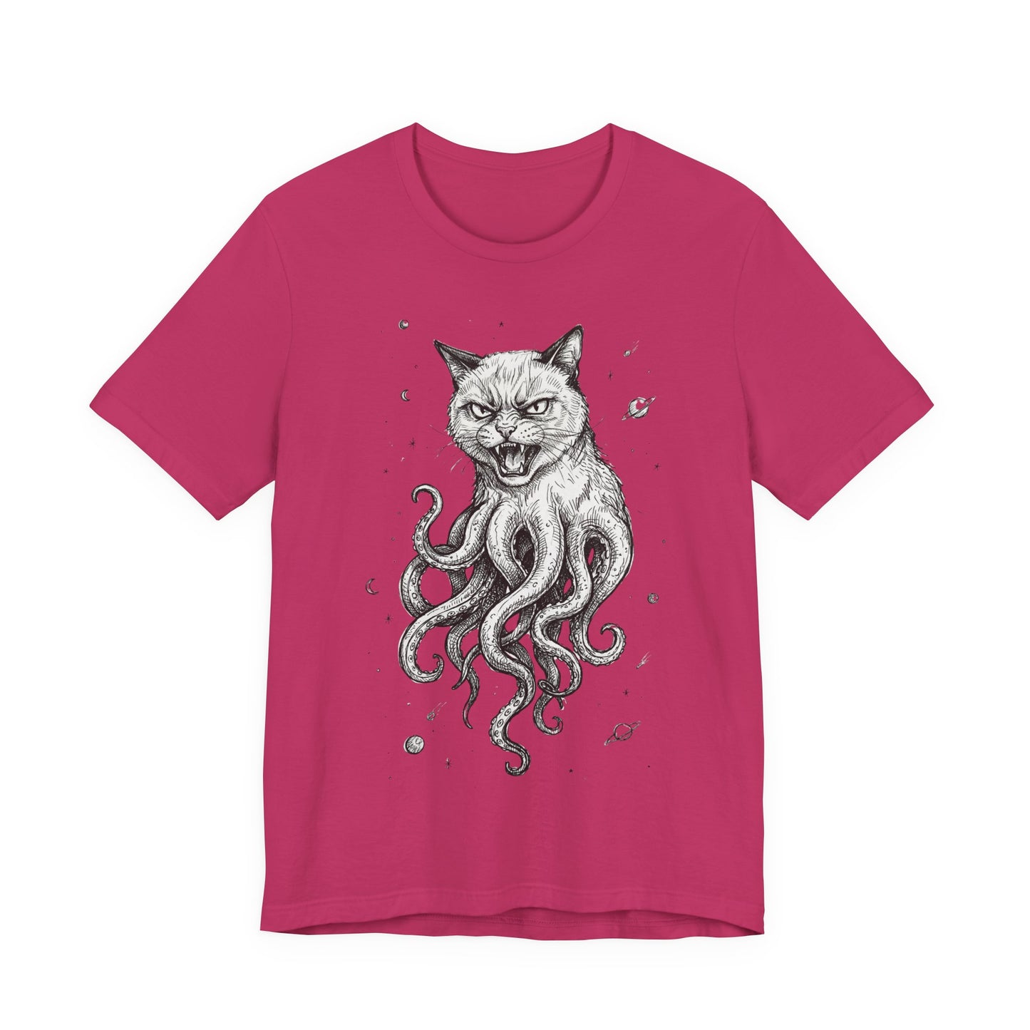 AlienCat In Space! - Cat-Octopus Hybrid Tee — Surreal Space Graphic T-Shirt
