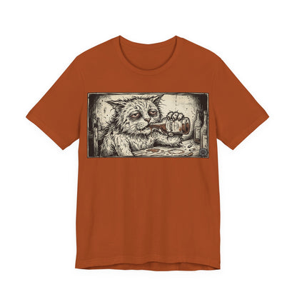 Scraps "Bad Day" - Cat Drinking Whiskey Graphic Tee — Vintage Drunk Depressed Cat T-Shirt