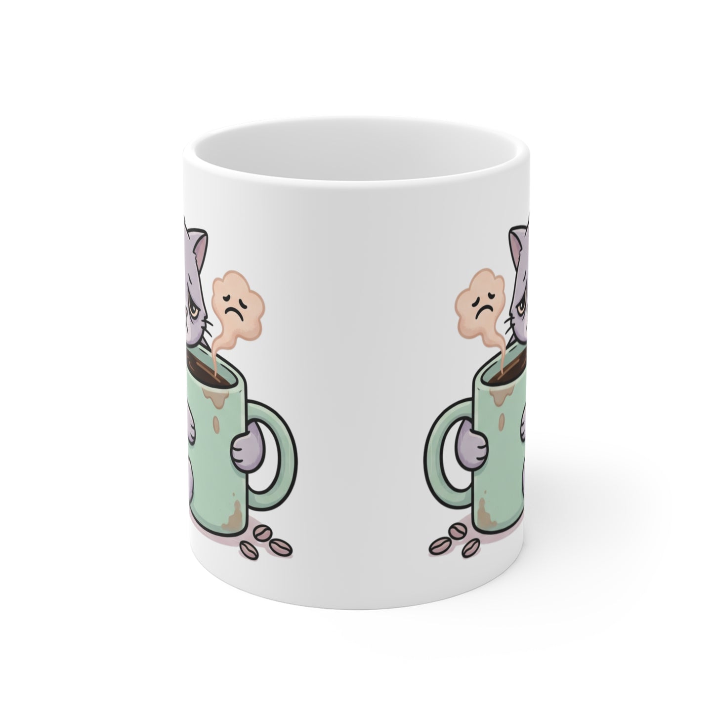 VOID - 11oz Mug — Sad Cat Hugging Coffee Cute Kawaii Cat Coffee Lover Gift