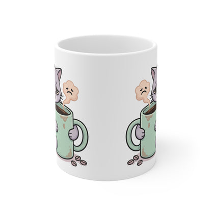 VOID - 11oz Mug — Sad Cat Hugging Coffee Cute Kawaii Cat Coffee Lover Gift
