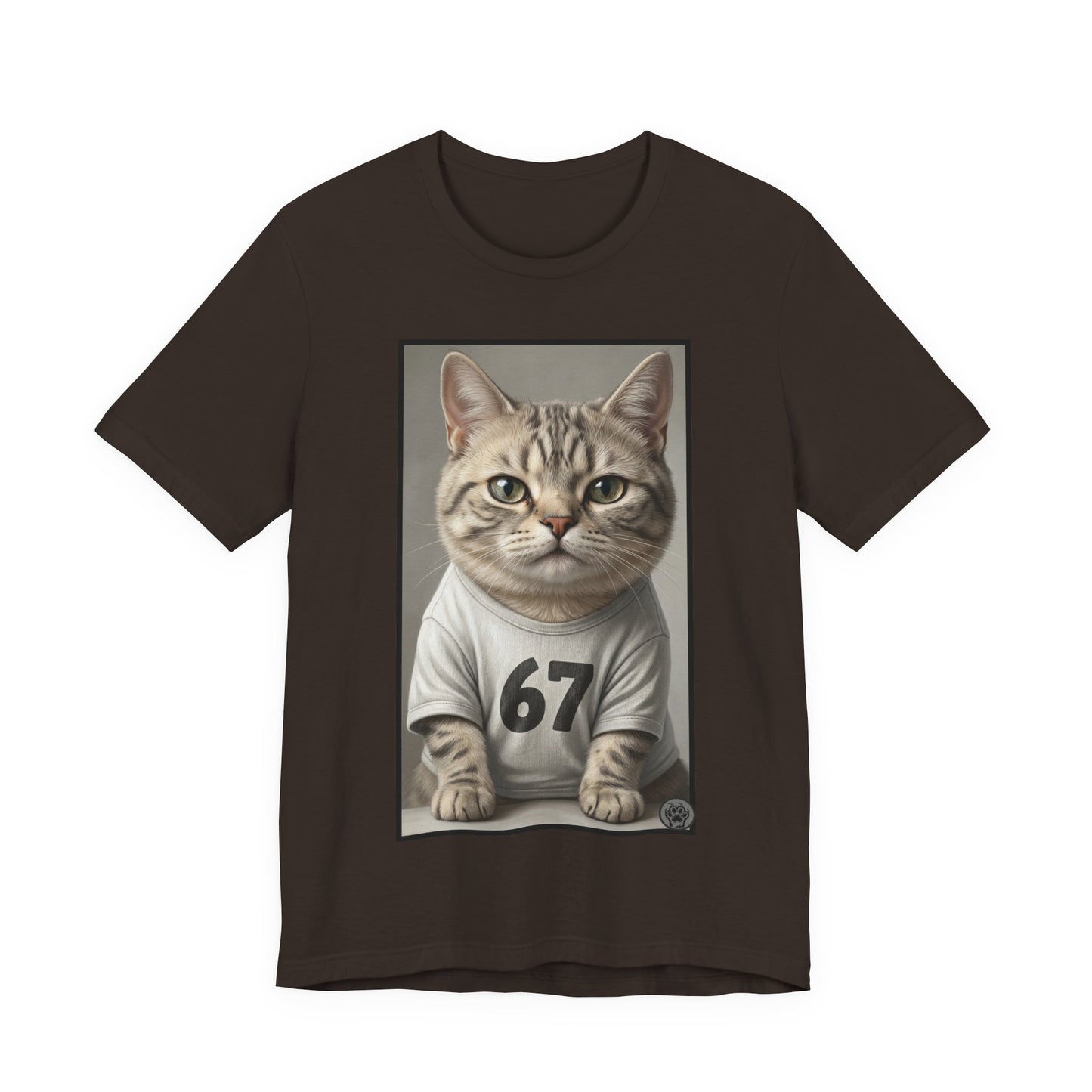 67 Meme - New Variation! - Cat Jersey T‑Shirt — Cute Kitten Portrait with Number 67