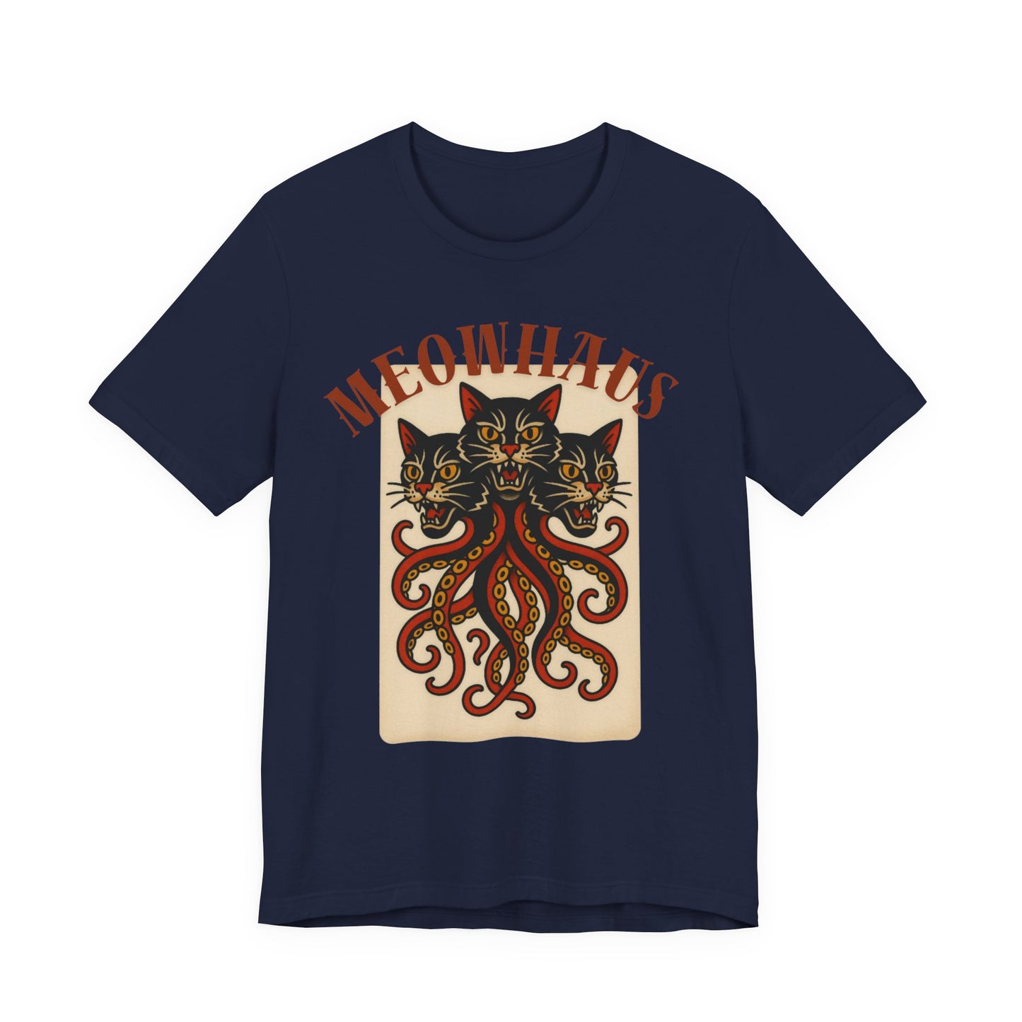 The Magic Three - Vintage Tattoo Meowhaus Cat-Octopus Graphic Tee
