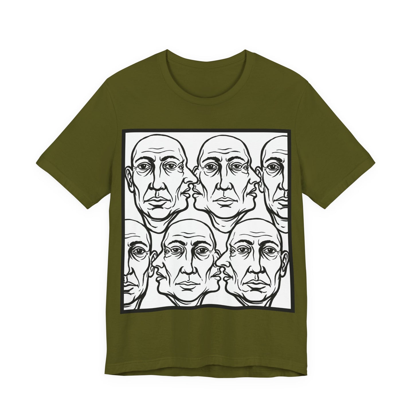 HotGossip - Version 2 - Monochrome Repeating Faces Tee – Abstract Expressionist Portrait T-Shirt