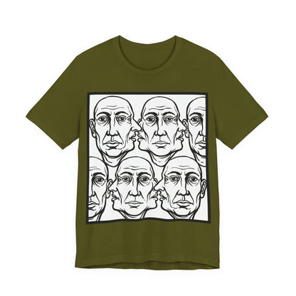 HotGossip - Version 2 - Monochrome Repeating Faces Tee – Abstract Expressionist Portrait T-Shirt