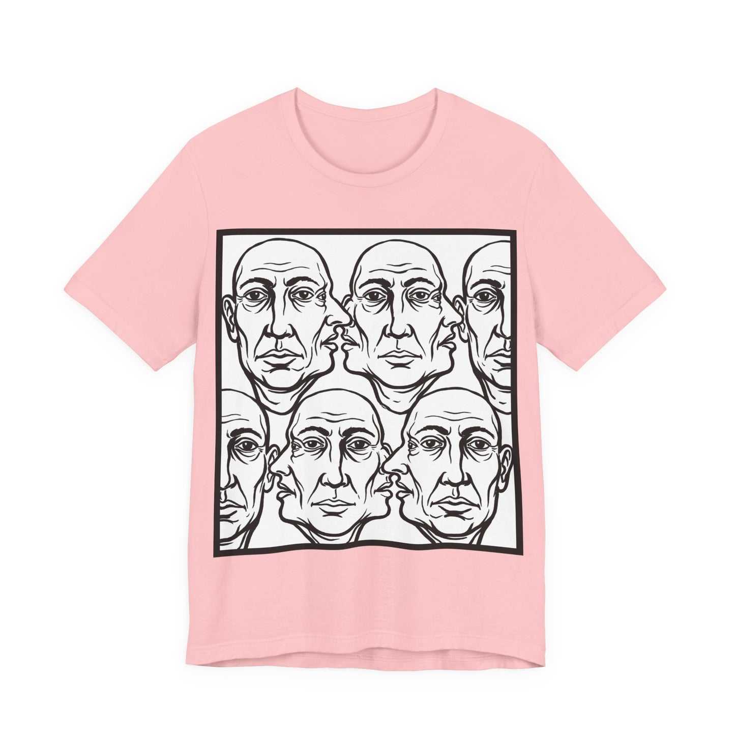HotGossip - Version 2 - Monochrome Repeating Faces Tee – Abstract Expressionist Portrait T-Shirt